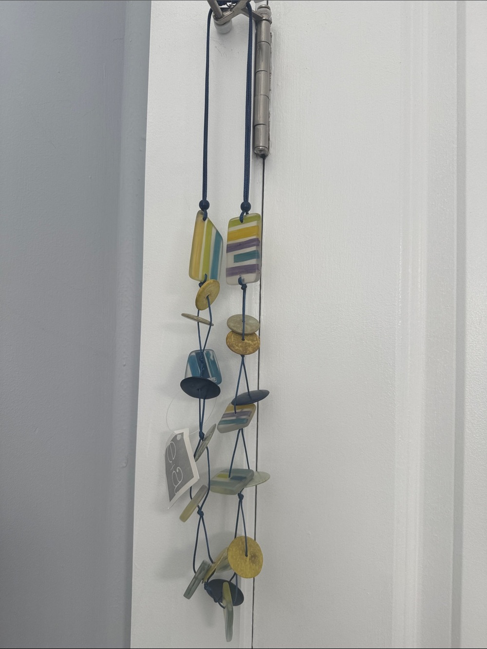 Boho Long Layered Bead Necklace — Blue, Green & Yellow Accents